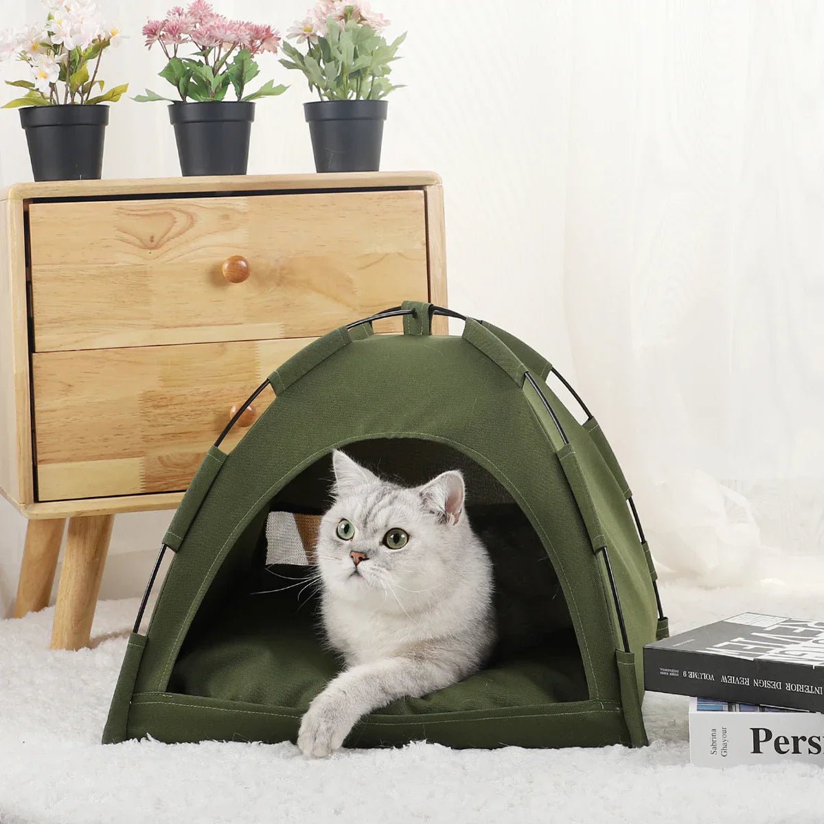 Tente Chat - CatTentBed™ - Vert Militaire - Empire Du Chat